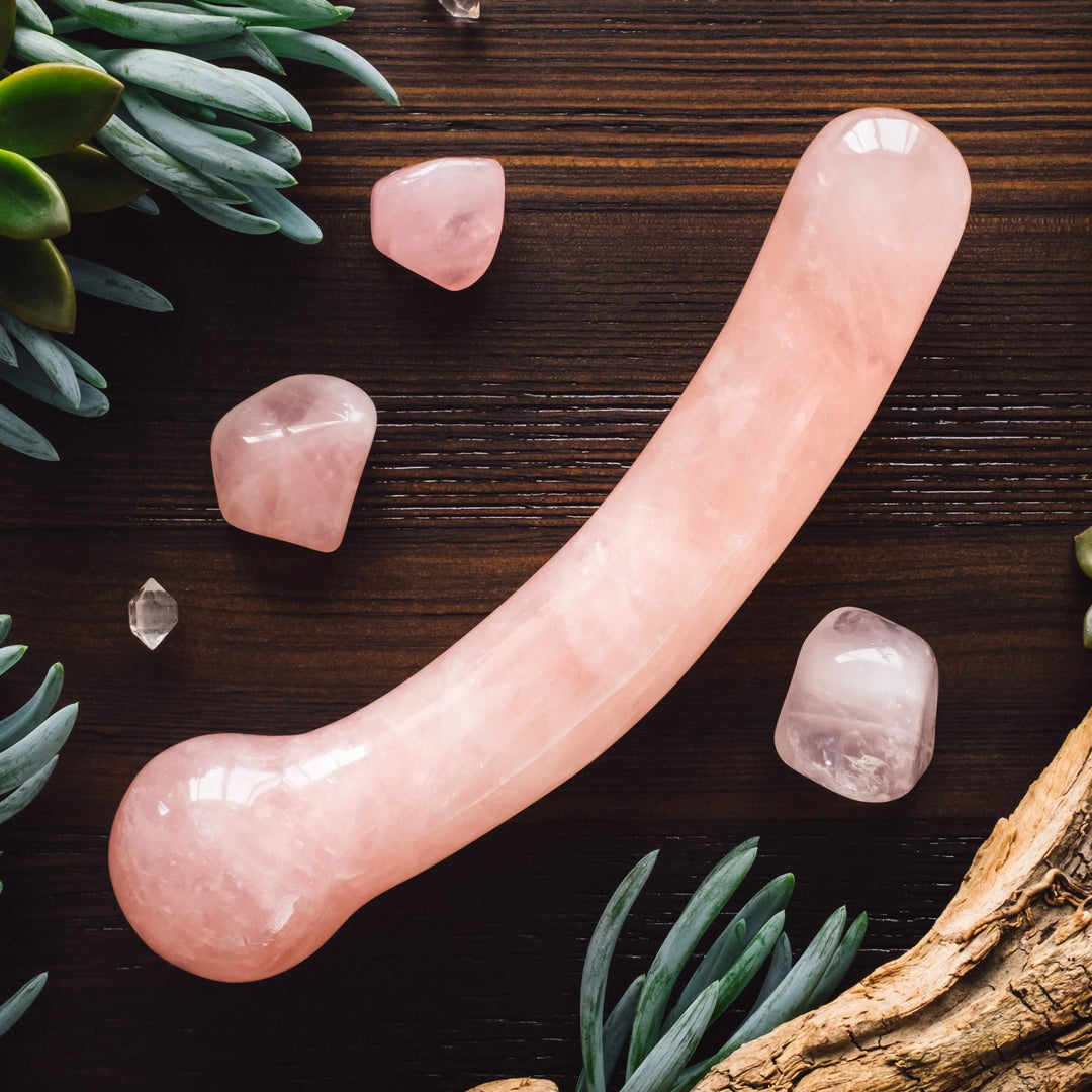 Regular G-Spot Curved Rose Quartz Yoni Wand - 1