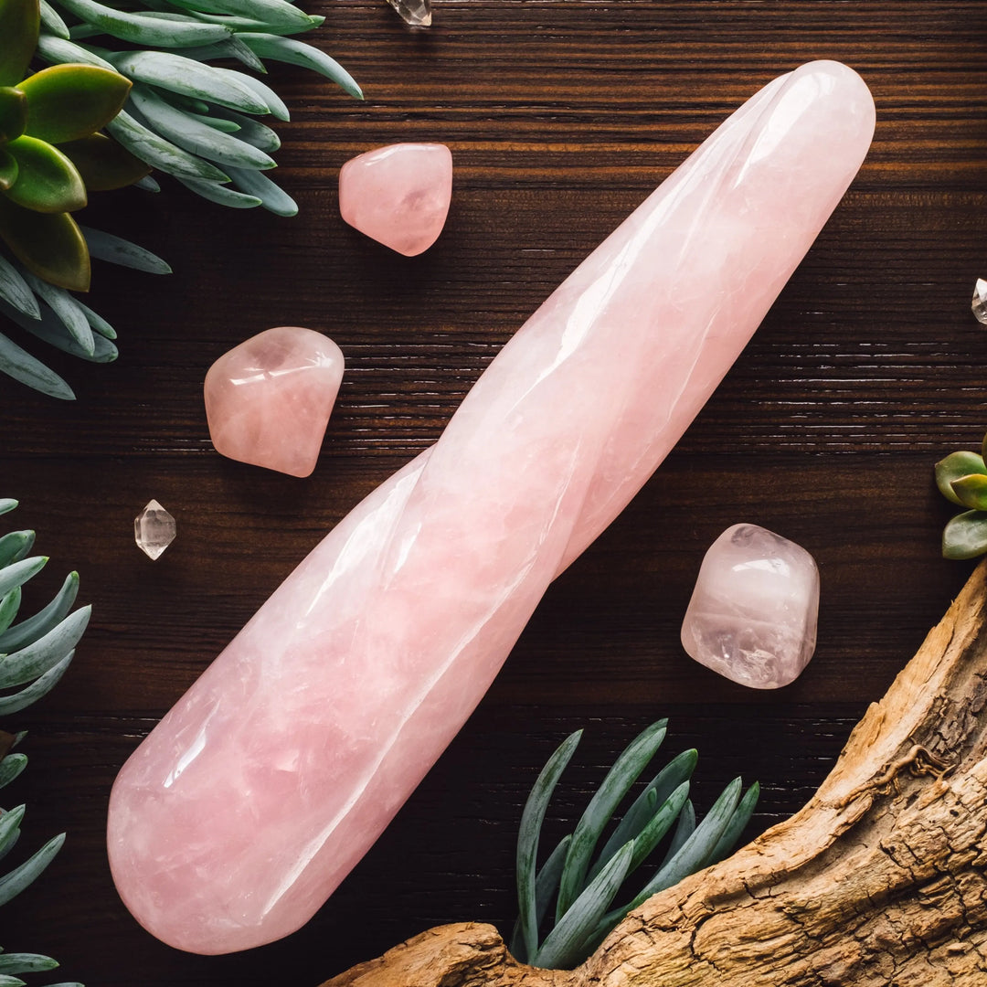 Twisted Rose Quartz Yoni Wand - 1