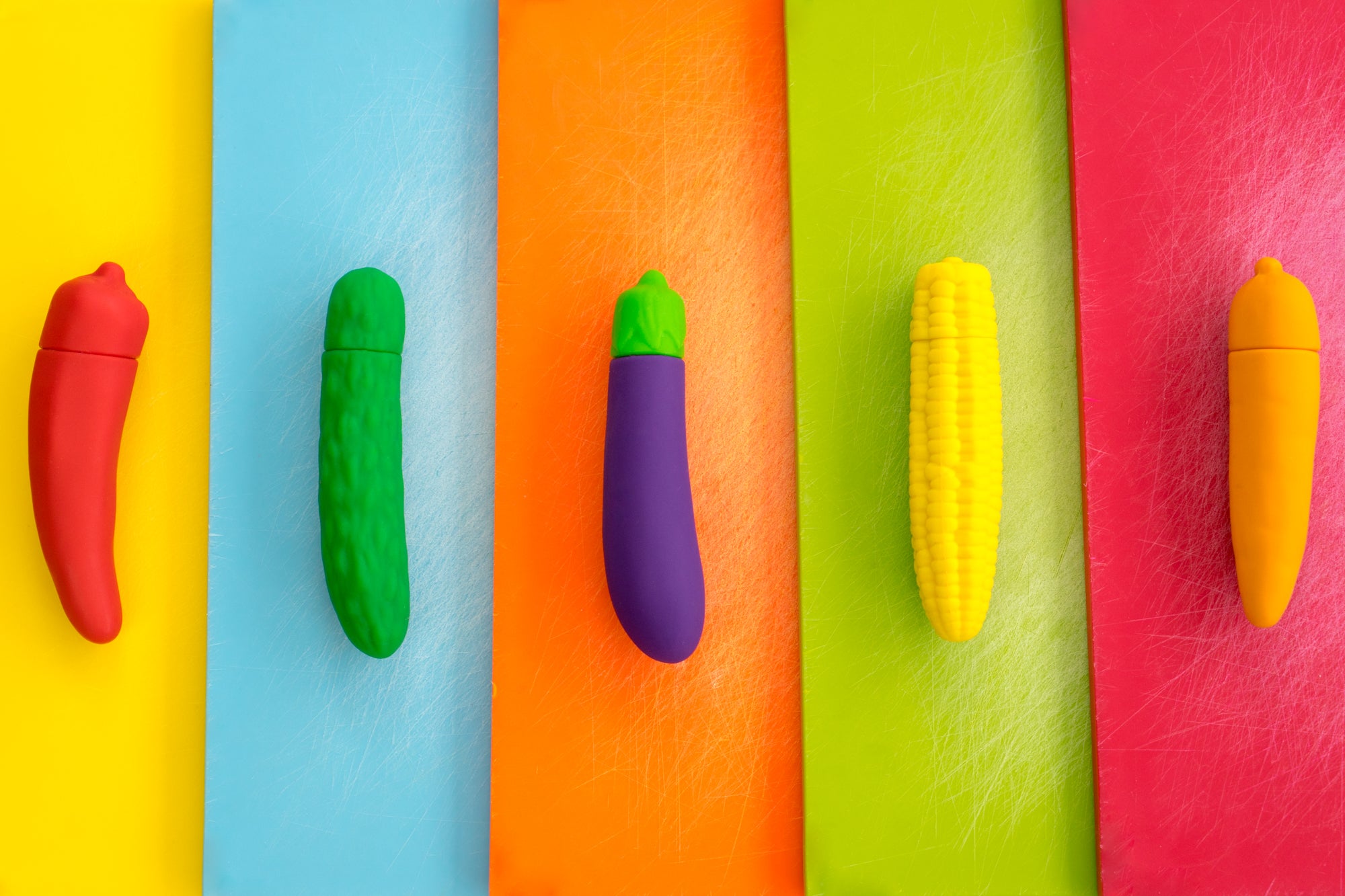 Colourful vegetable bullet vibrators , Vegantoys , vegan toys , small vibrators