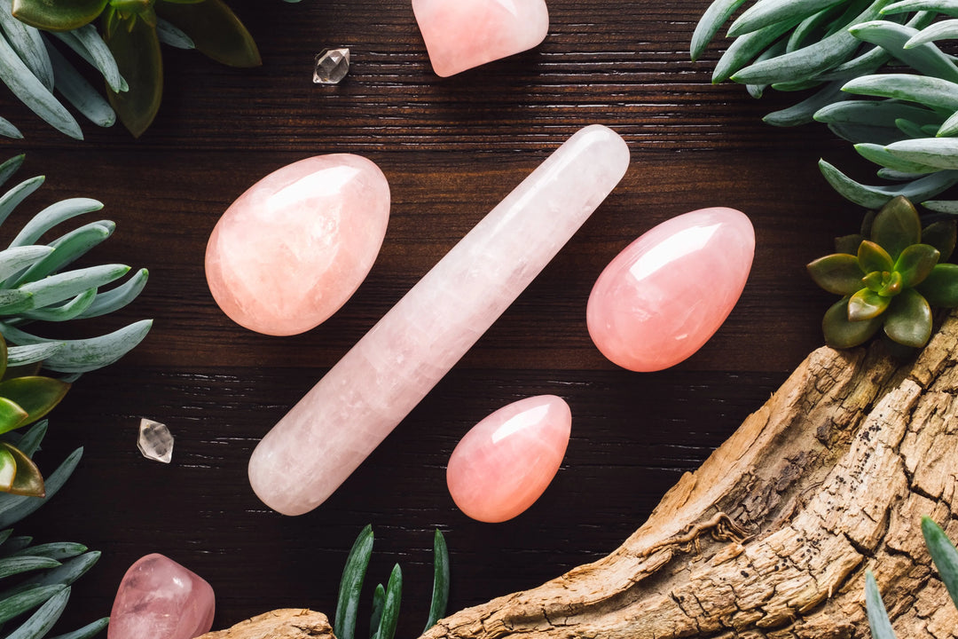 Rose Quartz Yoni Egg and Yoni Wand
