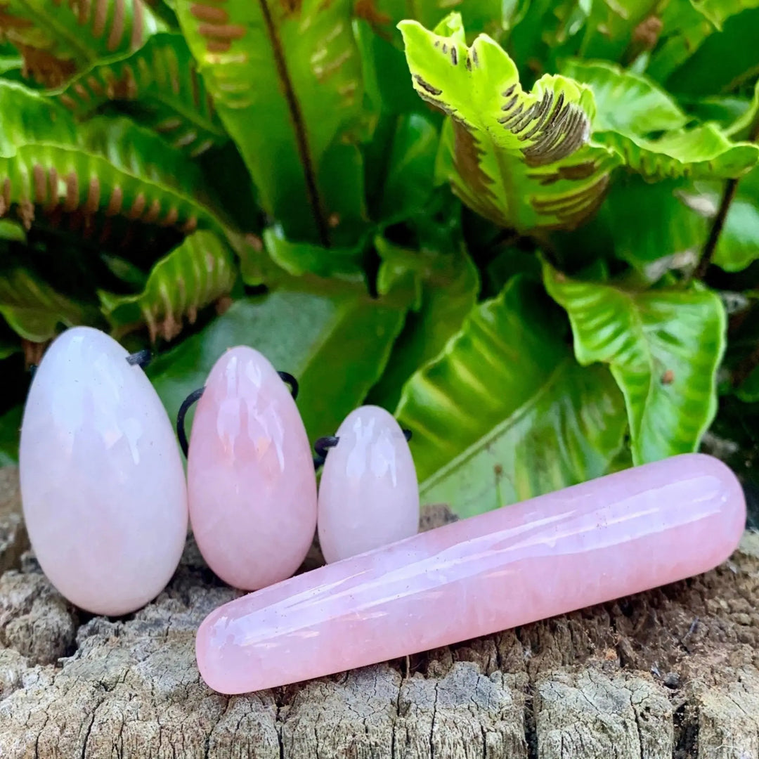 Rose Quartz Yoni Egg and Yoni Wand
