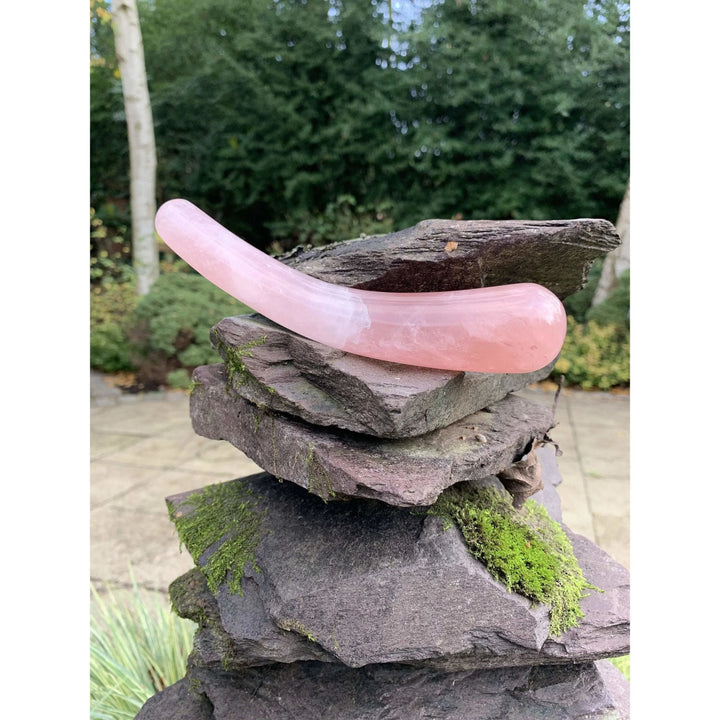 Curved Rose Quartz Yoni Wand - 2